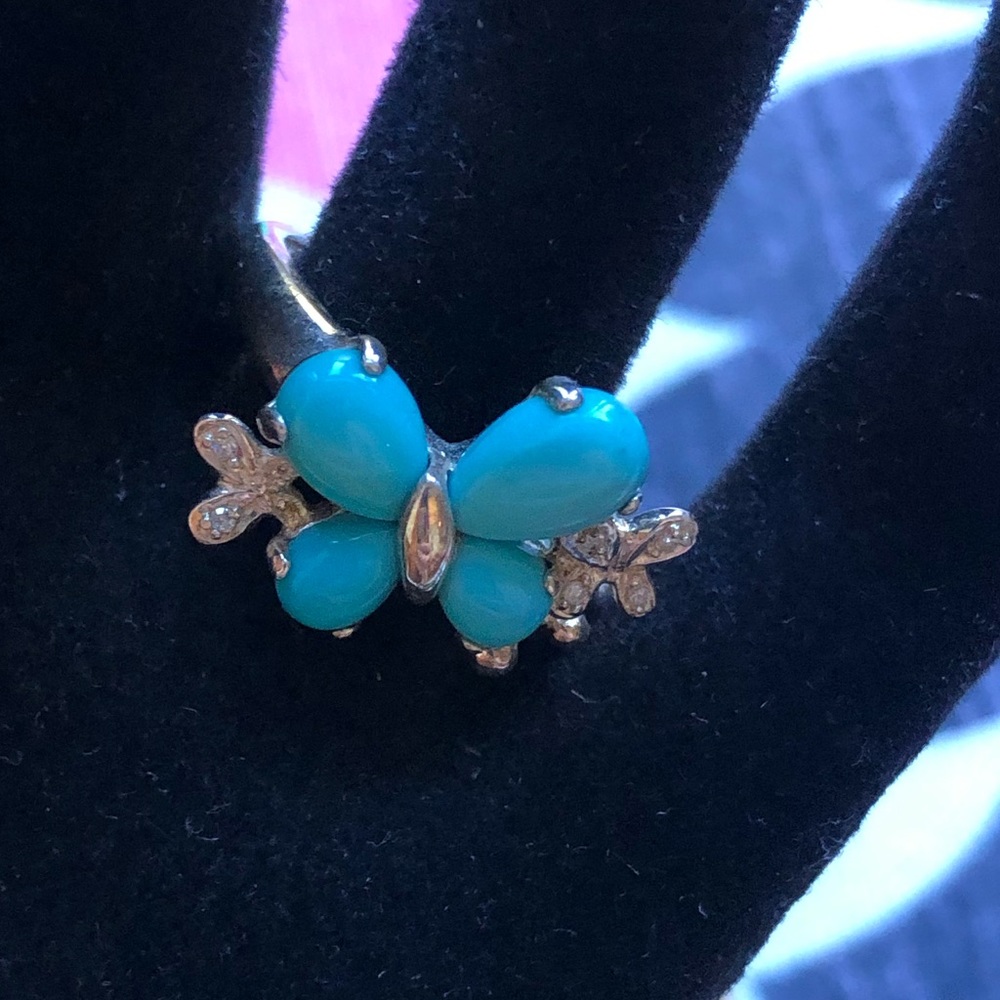 Turquoise Floral Cluster Ring - Women Jewelry - Picture 8 of 12